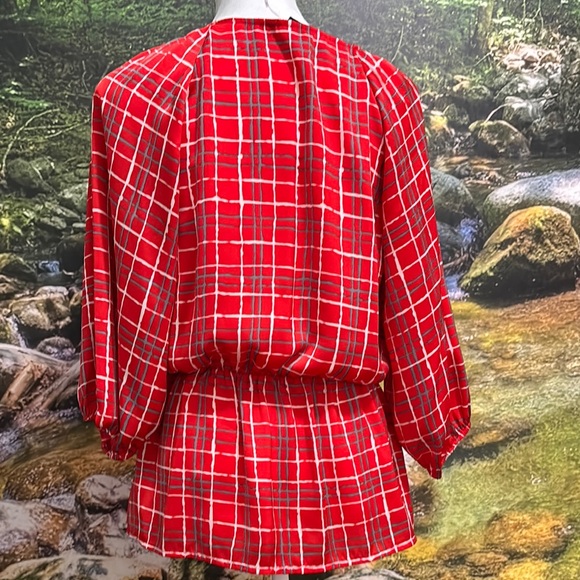 Red Plaid Button-Up Blouse - Picture 5 of 6